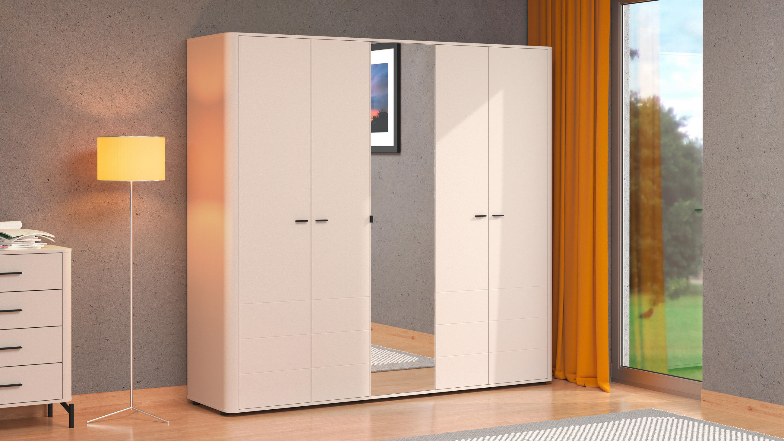 NYÍLÓAJTÓS SZEKRÉNY kasmír  - fekete/kasmír, Basics, műanyag/faalapú anyag (225/211/57cm) - Carryhome