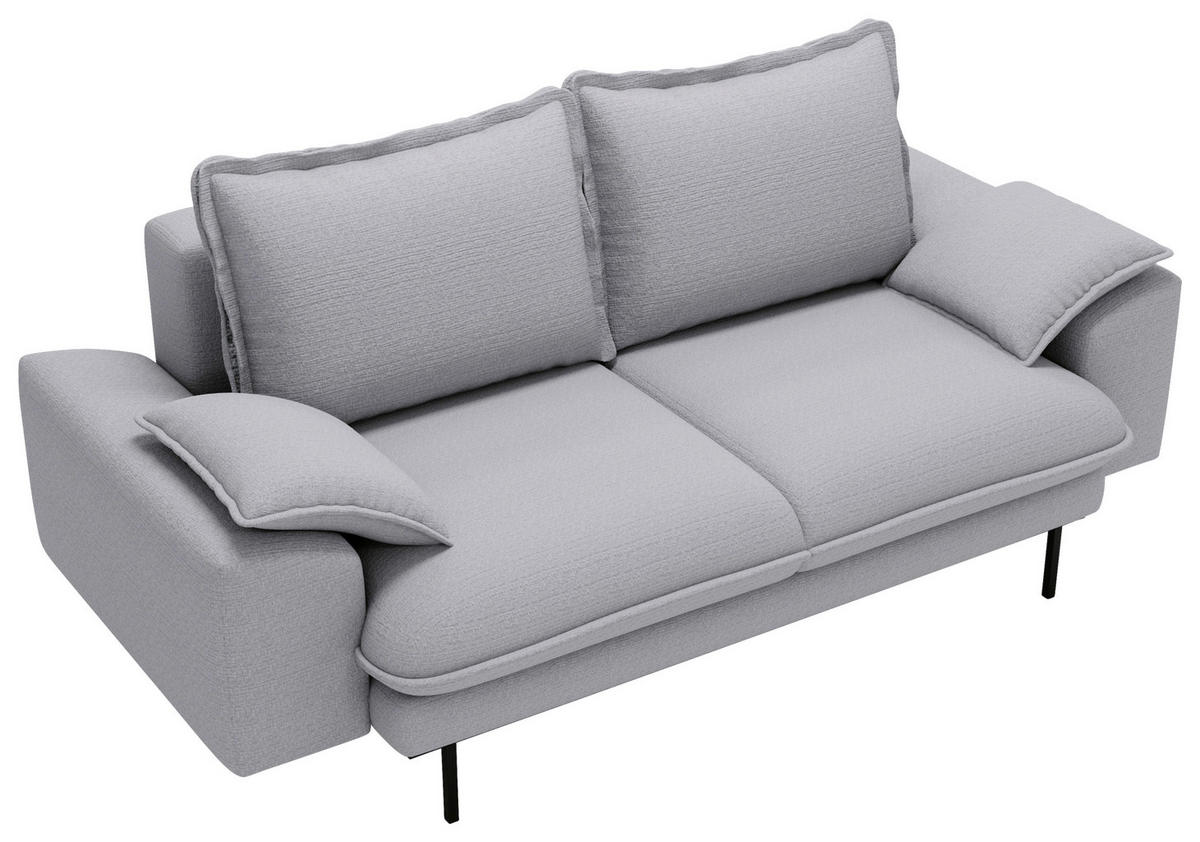 2-SITZER-SOFA Struktur Hellgrau  - Hellgrau/Schwarz, Design, Textil/Metall (195/92/97cm) - Livetastic