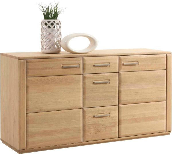 SIDEBOARD  in 161/85/47 cm  - Eichefarben/Nickelfarben, KONVENTIONELL, Holz/Holzwerkstoff (161/85/47cm) - Novel