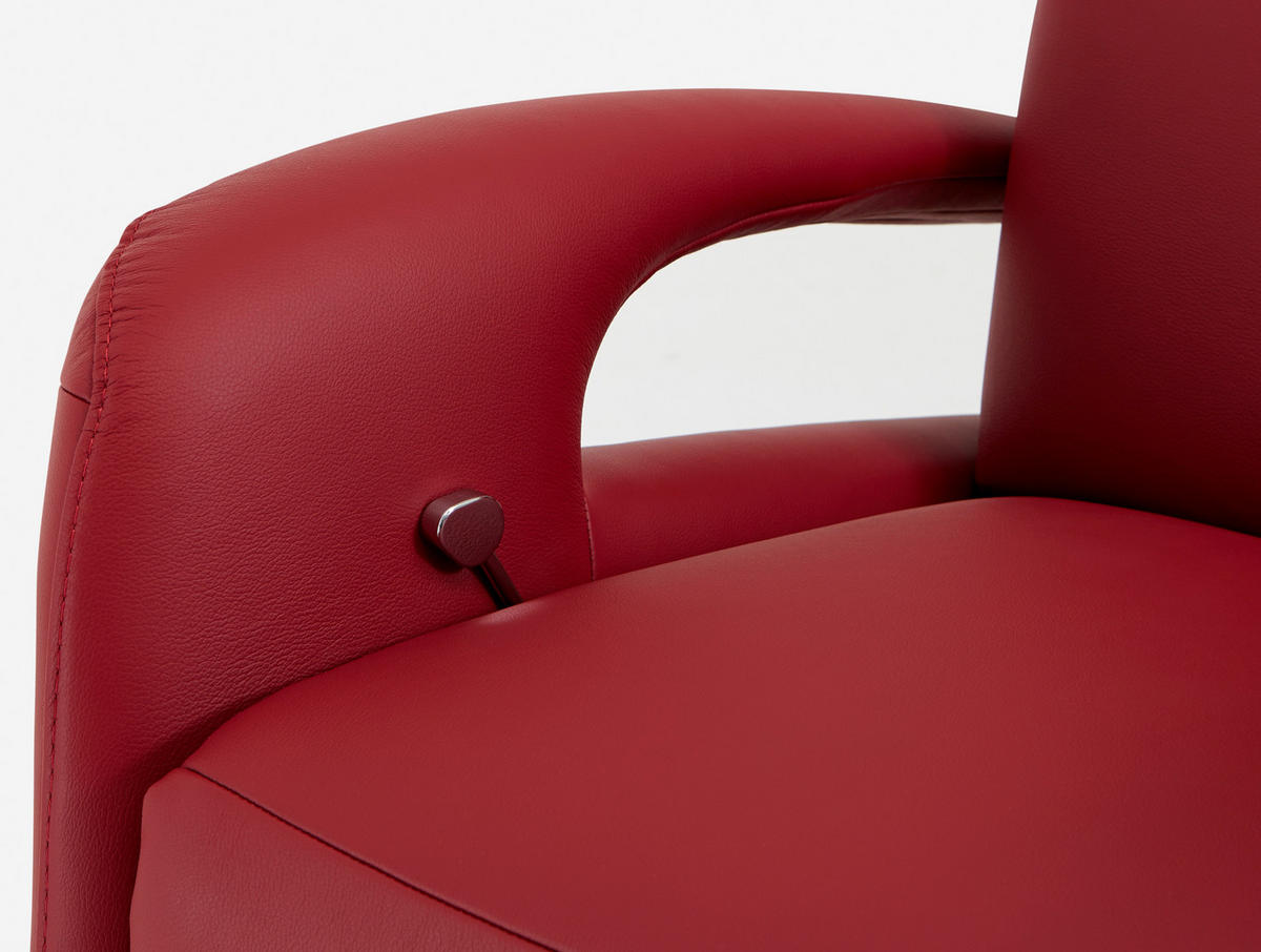 RELAXSESSEL in Leder Rot  - Edelstahlfarben/Rot, Design, Leder/Metall (84/88/110cm) - Beldomo Premium