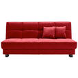 SCHLAFSOFA Mikrovelours Rot  - Rot/Schwarz, KONVENTIONELL, Textil/Metall (185/85/100cm) - Carryhome