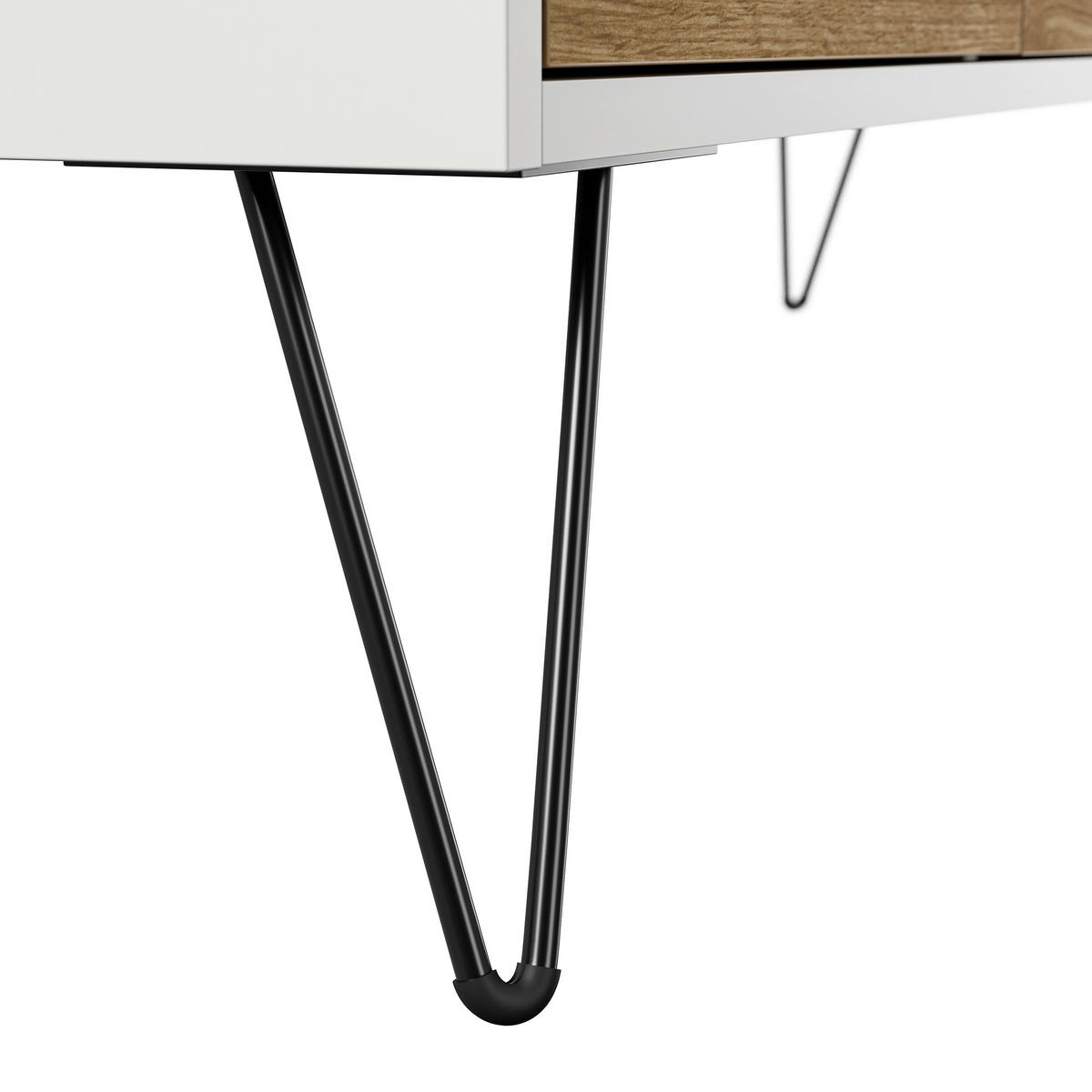 SIDEBOARD Posseik Industrial 139/75,8/42 cm 2 Schublade(n)  - Eichefarben/Weiß Hochglanz, Design, Holzwerkstoff/Metall (139/75,8/42cm) - MID.YOU