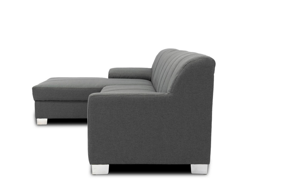 ECKSOFA CAPRI Grau Struktur  - Chromfarben/Grau, KONVENTIONELL, Textil/Metall (152/239cm) - MID.YOU