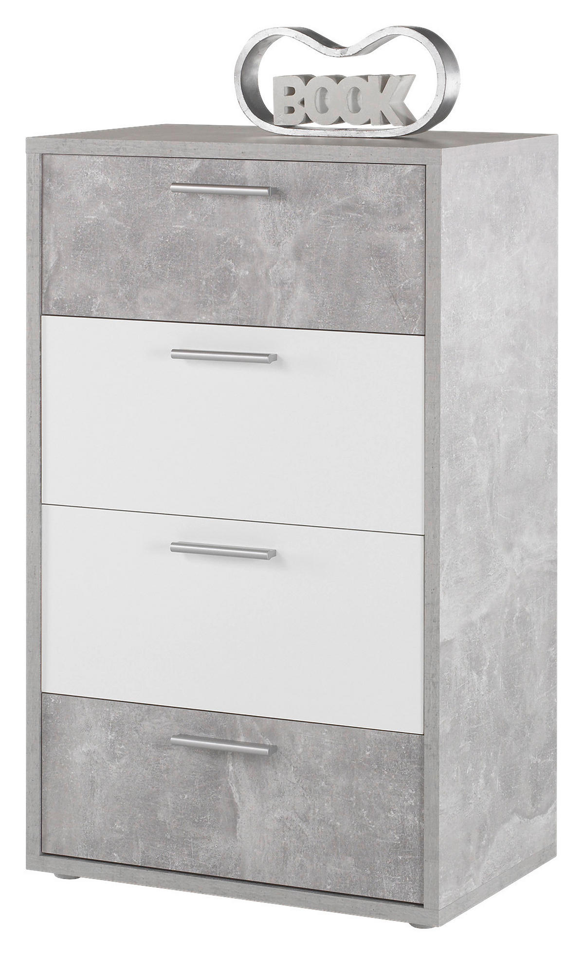 KOMODA, sivá, biela, 63/106/37 cm - sivá/biela, Basics, kompozitné drevo/plast (63/106/37cm)