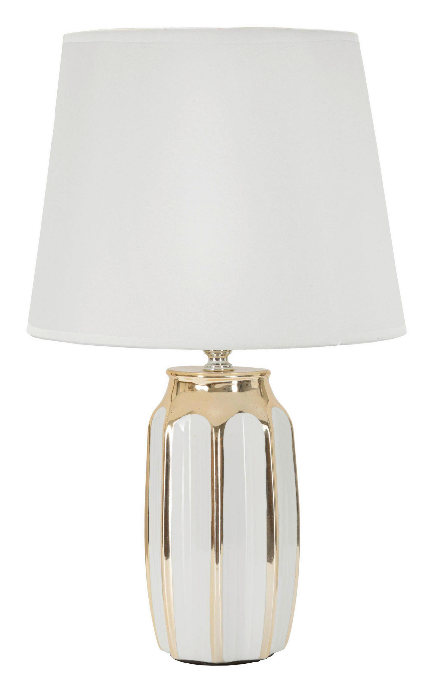 TISCHLEUCHTE - Goldfarben/Weiß, Basics, Keramik/Textil (25/40.5/25cm)