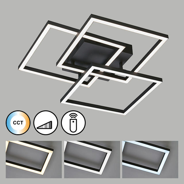 LED-DECKENLEUCHTE 52/52/9,5 cm   - Schwarz, Design, Metall (52/52/9,5cm)