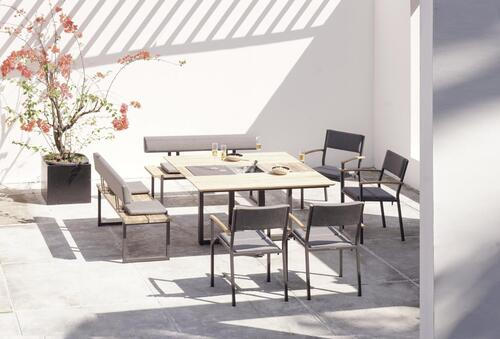 GARTENTISCH Holz, Metall Graphitfarben, Teakfarben - Graphitfarben/Teakfarben, Design, Holz/Metall (140/140/75cm) - Zebra Süd