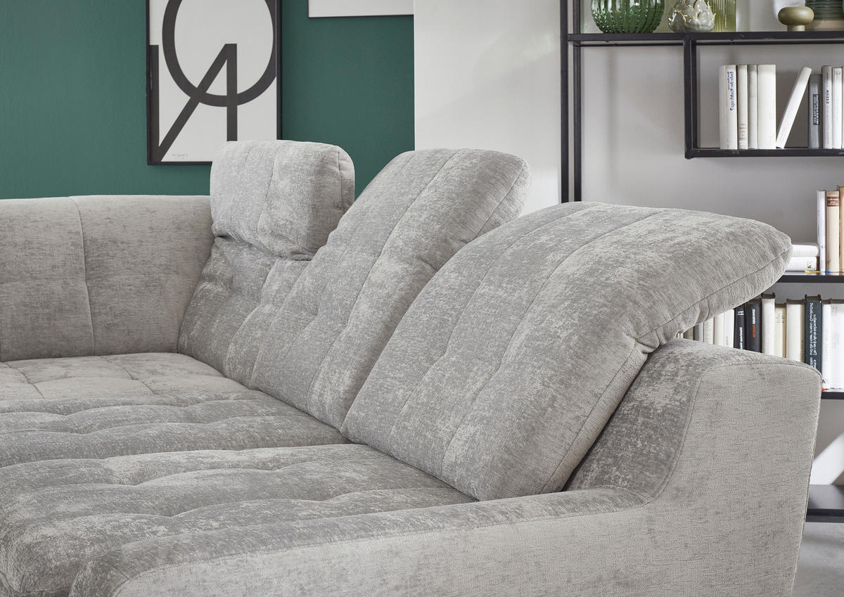 HÖRNSOFFA i chenille ljusgrå  - ljusgrå/svart, Klassisk, metall/textil (200/281cm) - MID.YOU