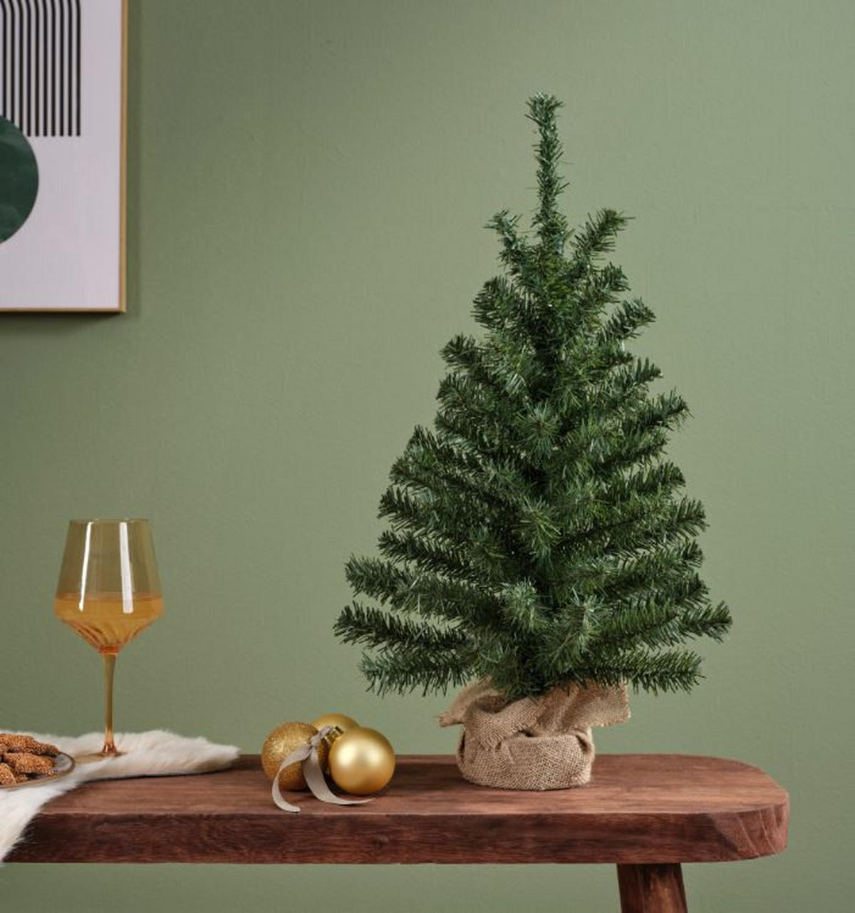 NOVOGODIŠNJA JELKA - zelena/bež, Osnovno, tekstil/plastika (46/90cm) - X-Mas