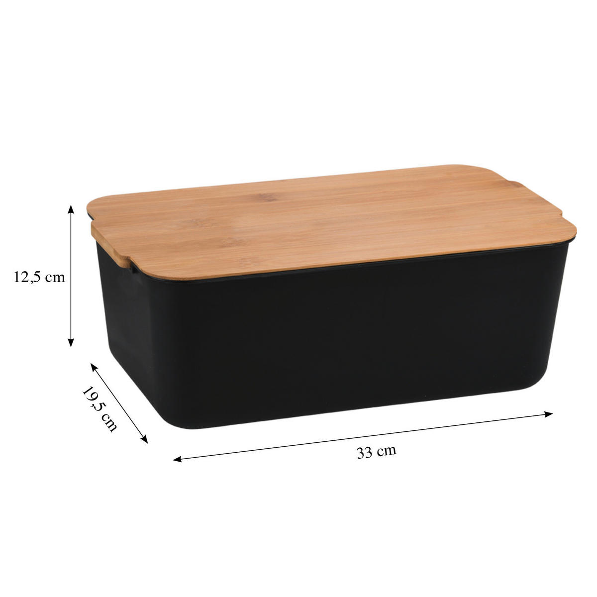 BROTBOX - Schwarz/Naturfarben, Basics, Naturmaterialien/Kunststoff (30.5/18.5/12cm) - Kesper