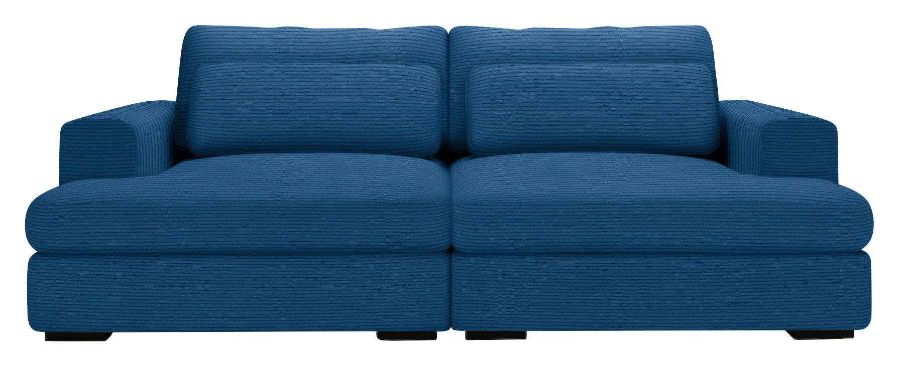 BIGSOFA in Cord Blau  - Blau/Schwarz, Design, Textil (223/80/158cm) - Lomoco