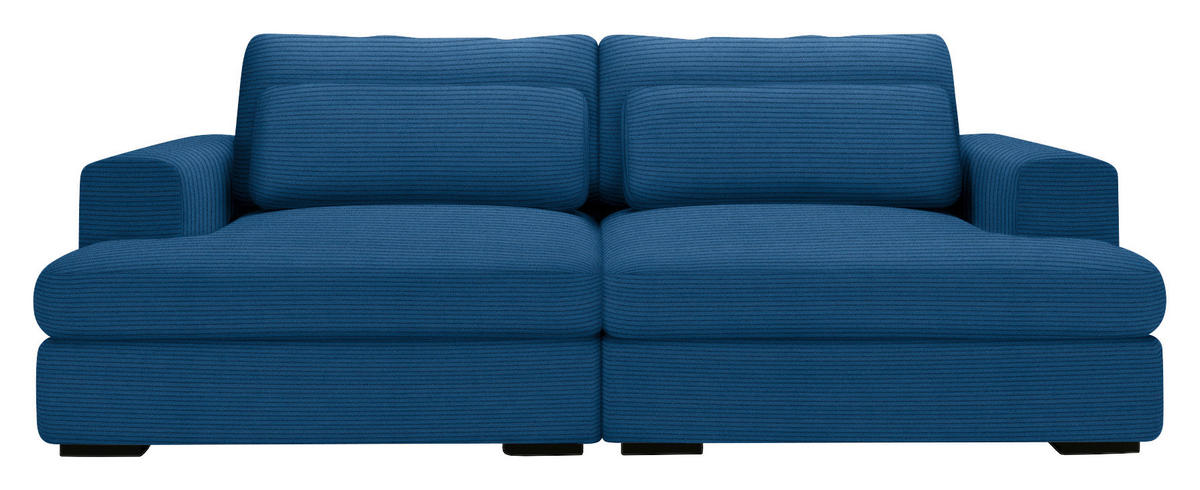BIGSOFA in Cord Blau  - Blau/Schwarz, Design, Textil (223/80/158cm) - Lomoco