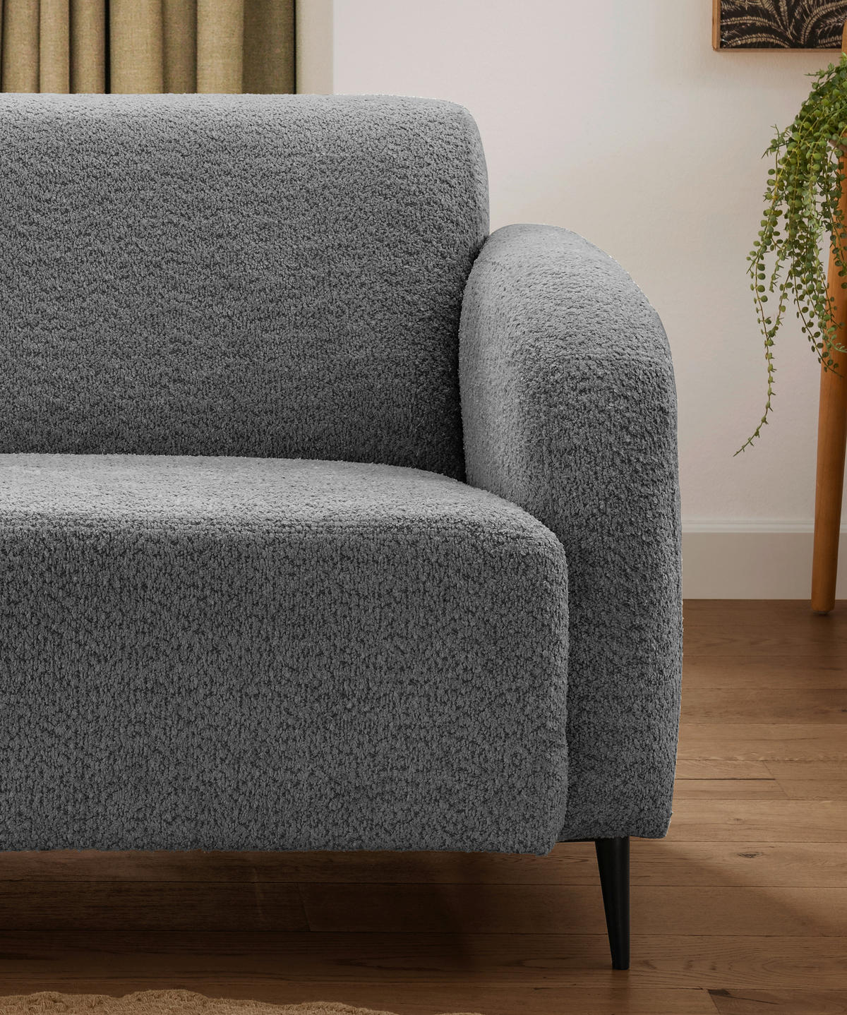 3-SITZER-SOFA in Bouclé Anthrazit  - Anthrazit/Schwarz, MODERN, Textil/Metall (180/76/90cm) - Livetastic