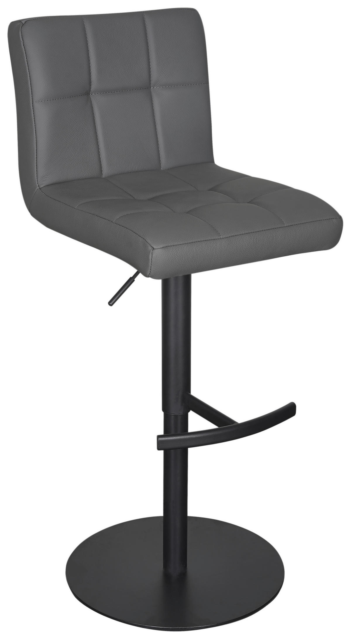 BARHOCKER in Grau, Schwarz  - Schwarz/Grau, MODERN, Leder/Metall (43/92/113/51,5cm) - Livetastic