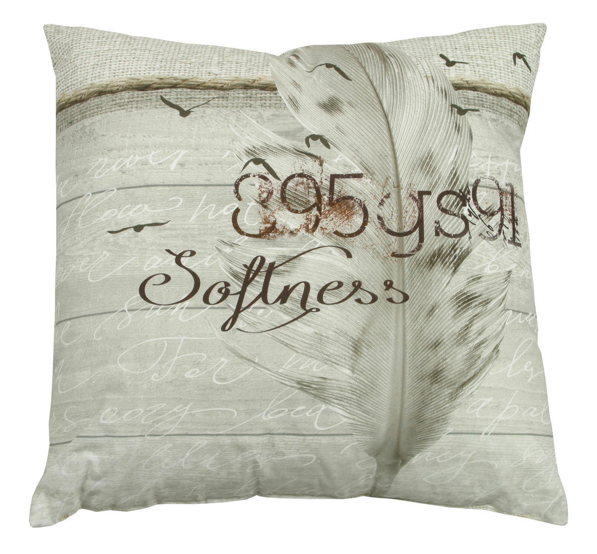 OUTDOOR-KISSEN in Grau, Beige Federn 48/48 cm  - Beige/Grau, Design, Textil (48/48cm)