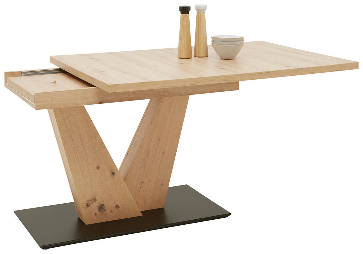 ESSTISCH in Holzwerkstoff 130-178/90/75 cm  - Eichefarben/Schwarz, Design, Holzwerkstoff (130-178/90/75cm) - Dieter Knoll