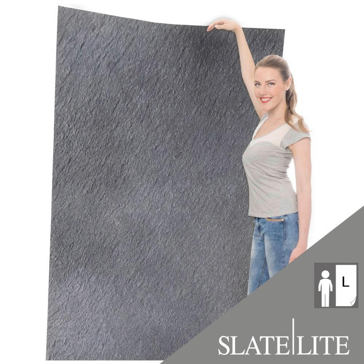 WANDPANEEL Anthrazit, Grau, Schwarz, Dunkelgrau  - Dunkelgrau/Anthrazit, Basics, Kunststoff/Stein (240/120cm)