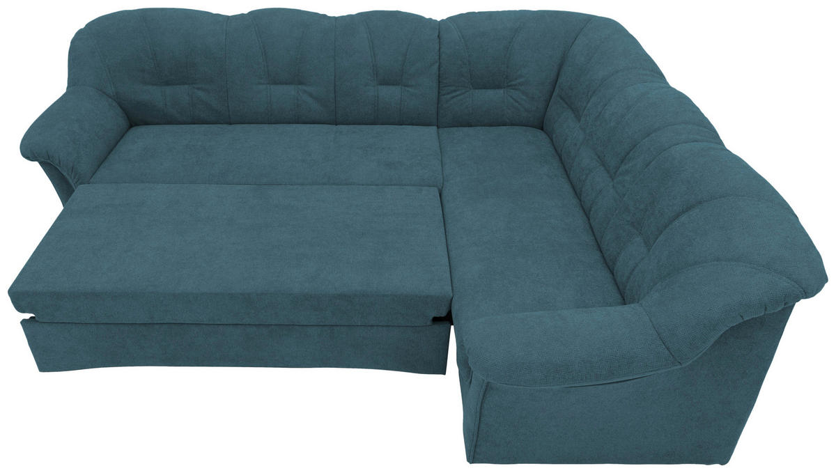 ECKSCHLAFSOFA in Mikrofaser Petrol  - Petrol/Schwarz, KONVENTIONELL, Kunststoff/Textil (243/192cm) - MID.YOU