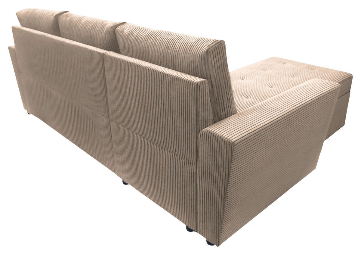 ECKSOFA TERMOLI in Cord Taupe  155/231 cm  - Taupe/Schwarz, Design, Kunststoff/Textil (155/231cm) - MID.YOU