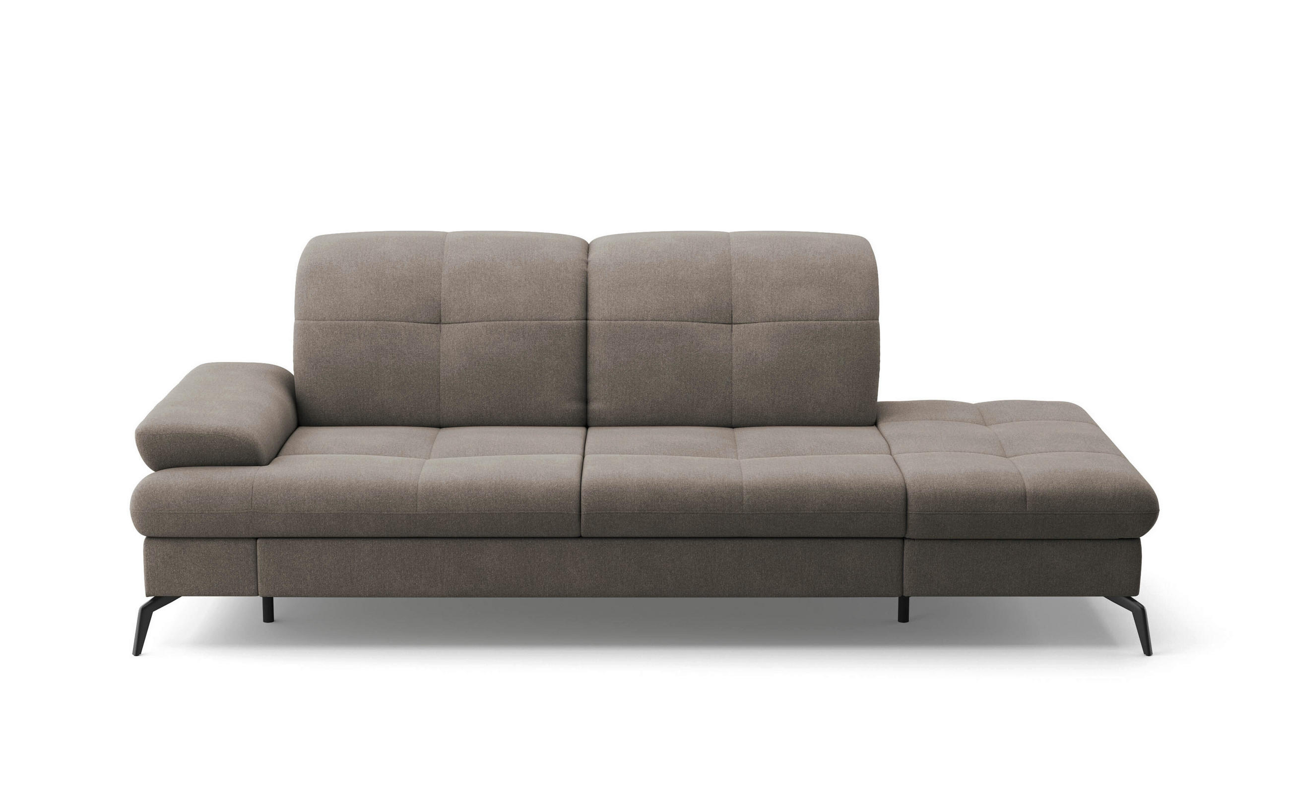 RÉCAMIERE Schlammfarben Flachgewebe  - Schlammfarben/Schwarz, KONVENTIONELL, Textil/Metall (231/90/122cm) - Sit & More