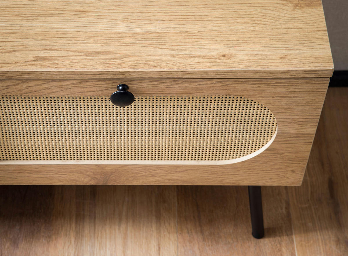 LOWBOARD  in 100/45/40 cm  - Eichefarben/Schwarz, Design, Holzwerkstoff/Metall (100/45/40cm) - MID.YOU