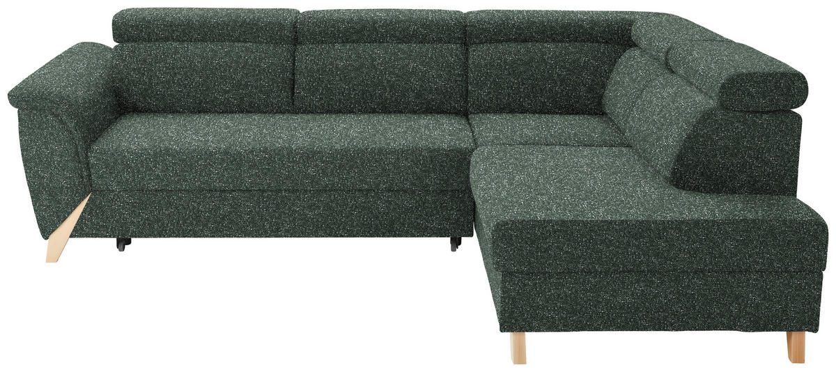 ECKSOFA Bouclé Waldgrün  - Waldgrün/Naturfarben, Konventionell, Holz/Textil (265/200cm) - Stylife