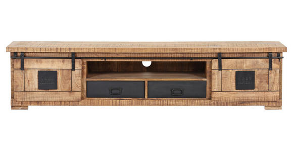 LOWBOARD in 220/50/45 cm - Schwarz/Naturfarben, KONVENTIONELL, Holz/Metall (220/50/45cm) - Landscape
