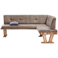 ECKBANK 205/155 cm Mikrofaser Eichefarben, Hellbraun Eiche massiv Holz   - Hellbraun/Eichefarben, Natur, Holz/Textil (205/155cm) - Valdera