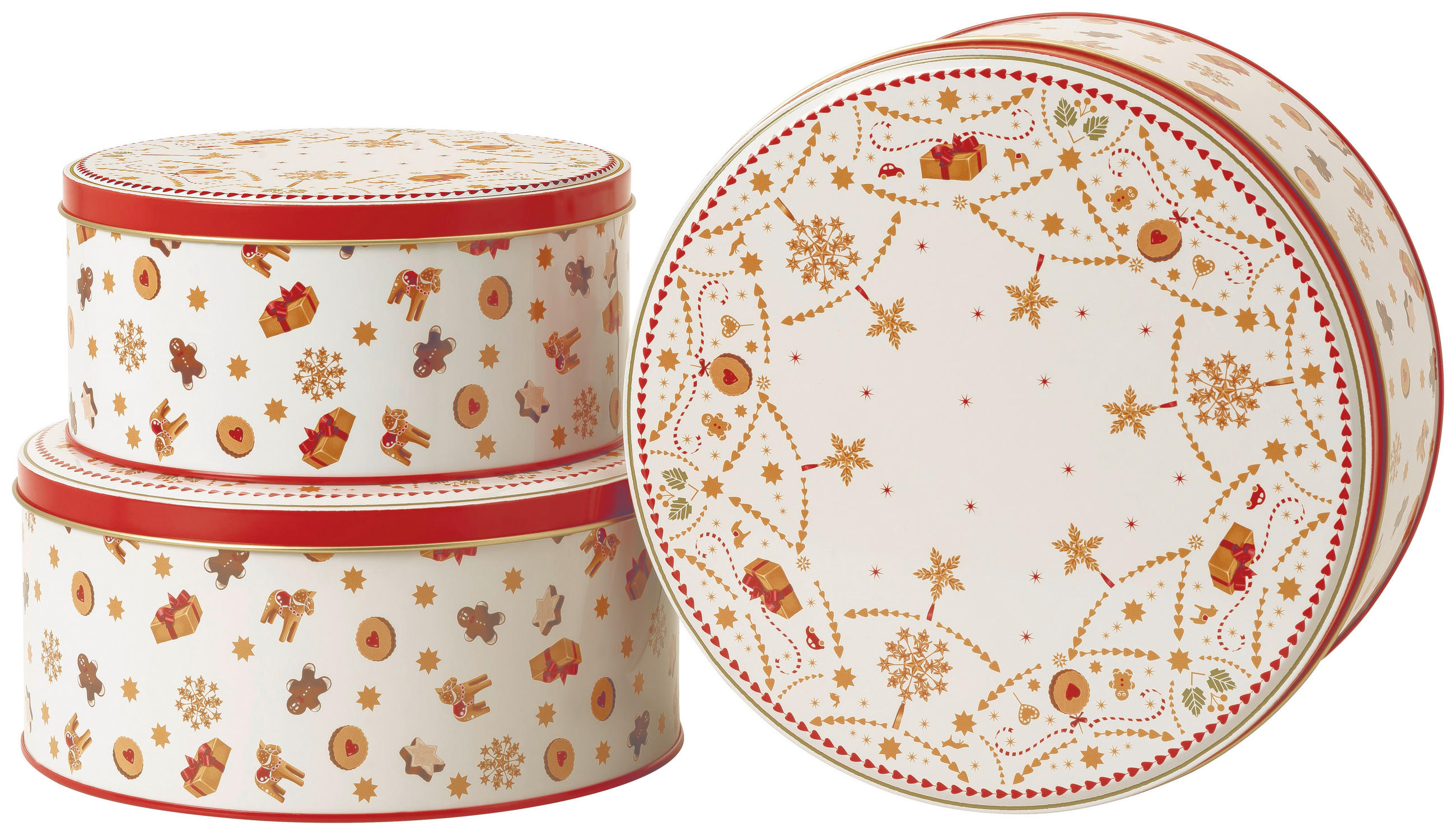 KEKSDOSENSET 3-teilig  - Weiss/Rot, Basics, Keramik (24,5/24,5/12,7cm) - Hutschenreuther