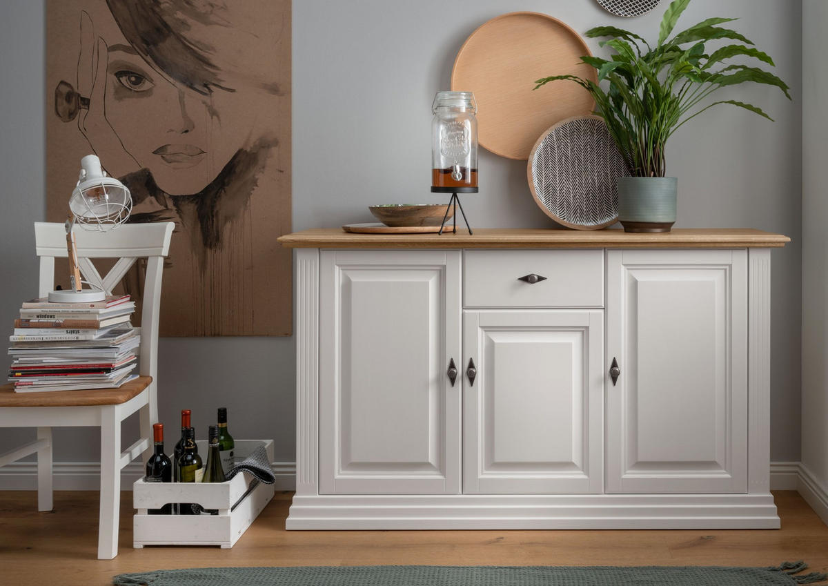 SIDEBOARD  in 157/91/45 cm  - Weiß, Design, Holz (157/91/45cm)