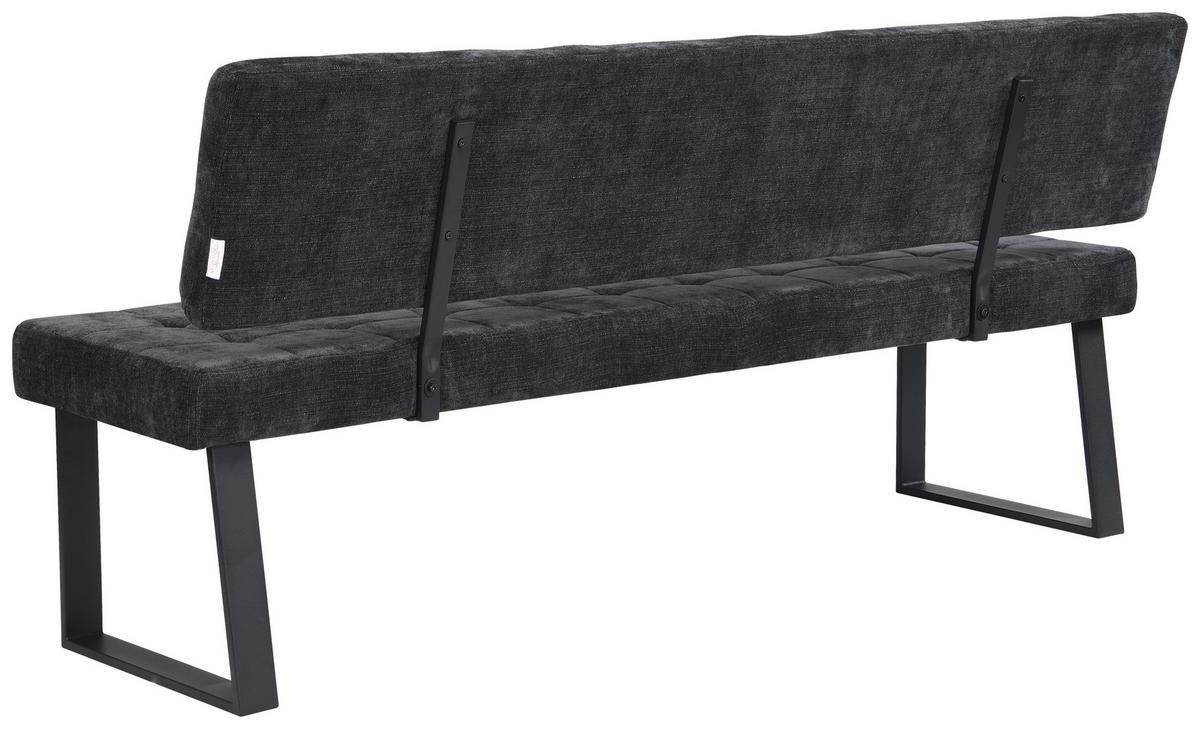 SITZBANK in Metall, Textil Dunkelgrau  - Dunkelgrau/Schwarz, MODERN, Textil/Metall (180/85/56cm) - Livetastic