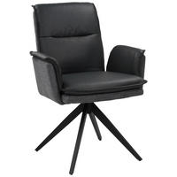 ARMLEHNSTUHL  in Struktur Echtleder pigmentiert  - Anthrazit/Schwarz, Design, Leder/Textil (63/89/65cm) - Novel