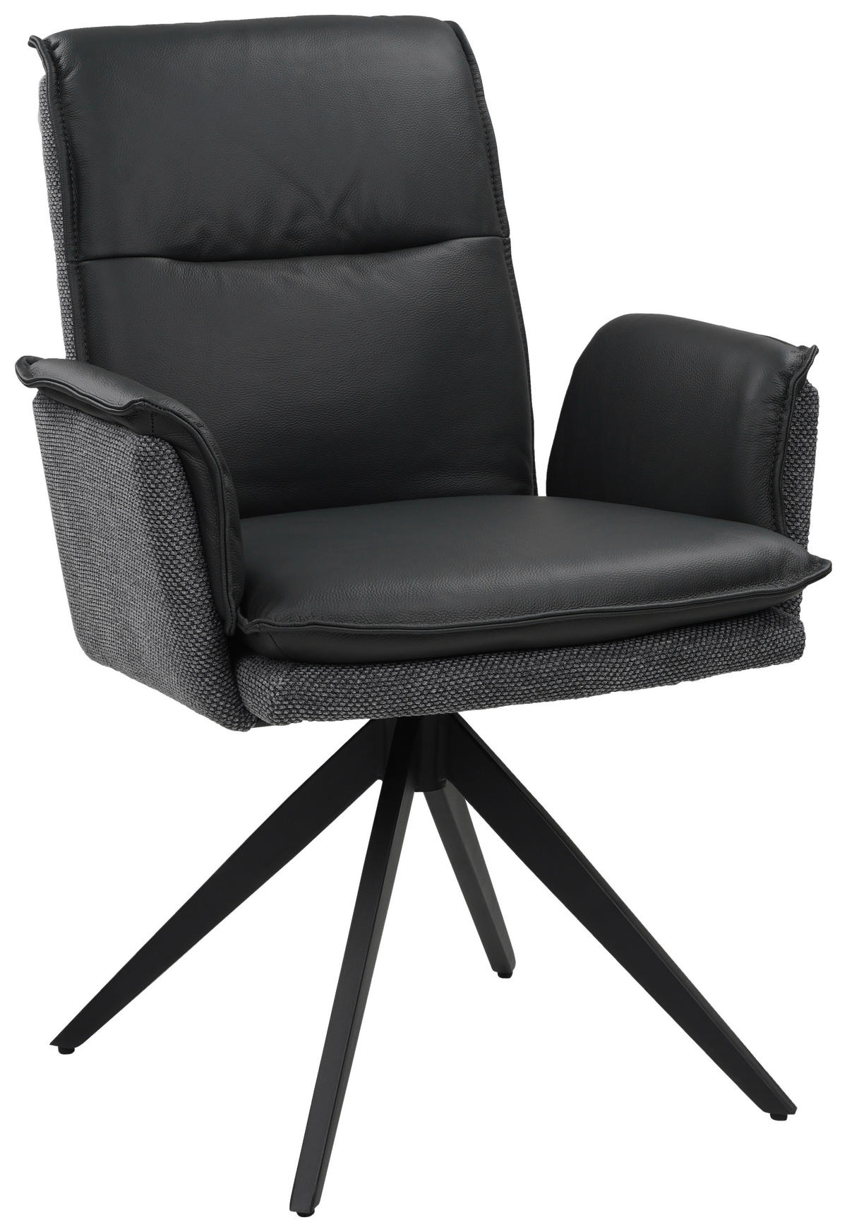 ARMLEHNSTUHL  in Struktur Echtleder pigmentiert  - Anthrazit/Schwarz, Design, Leder/Textil (63/89/65cm) - Novel