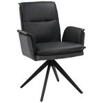 ARMLEHNSTUHL  Sitzfläche 360° drehbar, automatische Rückholfunktion Struktur Echtleder  Anthrazit  - Anthrazit/Schwarz, Design, Leder/Textil (63/89/65cm) - Novel