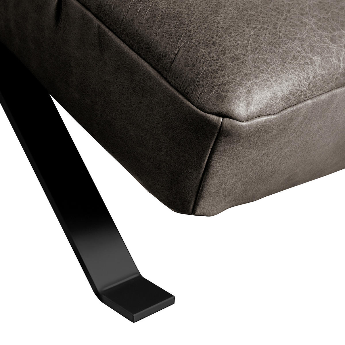 RELAXLIEGE Echtleder Dunkelgrau  - Dunkelgrau/Schwarz, Design, Leder/Metall (65/65-95/171cm) - Livetastic