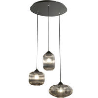 PENDELLEUCHTE Nordal 50/200 cm   - Schwarz/Grau, Design, Glas/Metall (50/200cm) - Fabas Luce