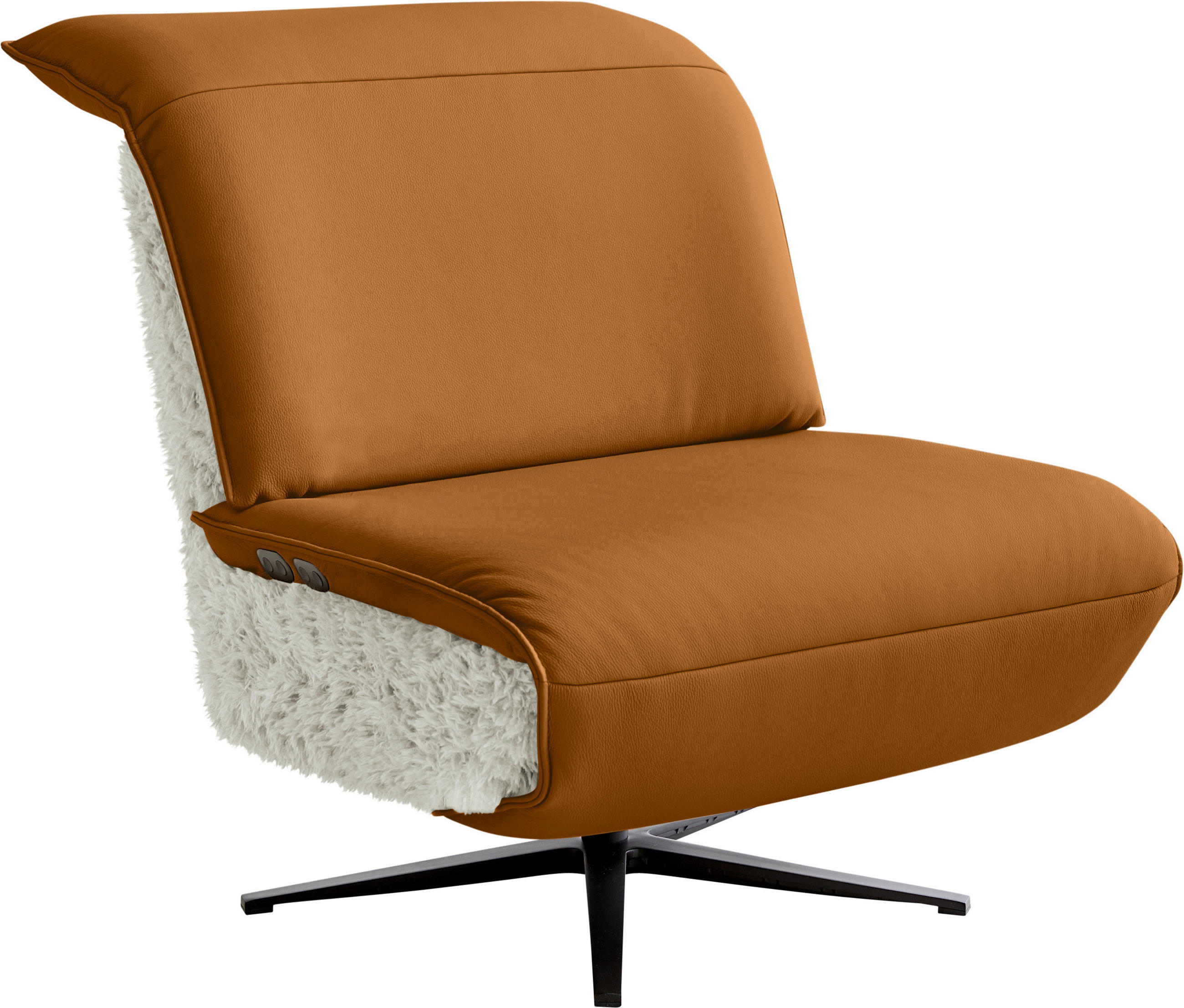 SESSEL in Hochflor Echtleder Goldfarben, Beige  - Beige/Goldfarben, Design, Leder/Textil (84/65/91cm) - Koinor