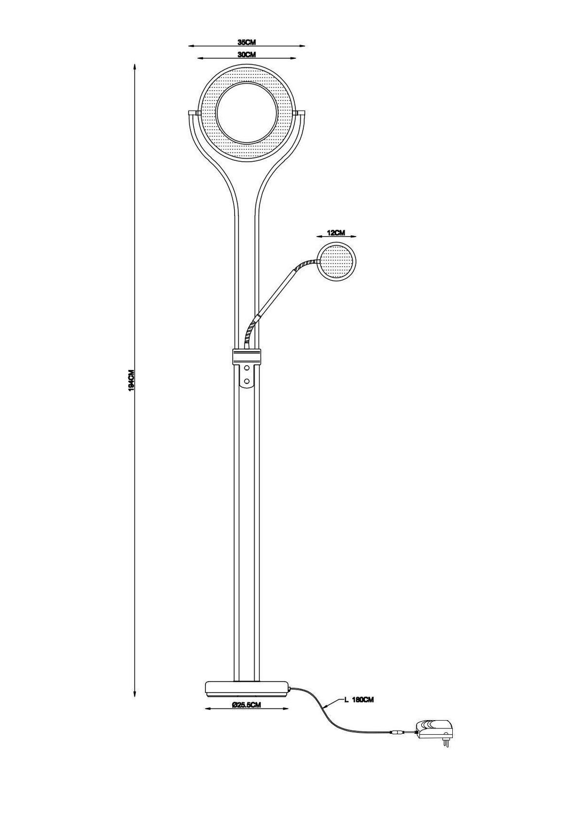 STEHLEUCHTE 35/30/194 cm  - Chromfarben, Design, Kunststoff/Metall (35/30/194cm)