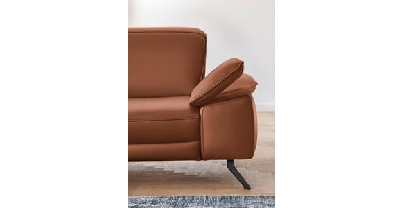 ECKSOFA in Echtleder Cognac 193/328 cm - Cognac/Schwarz, Design, Leder/Metall (193/328cm) - Dieter Knoll