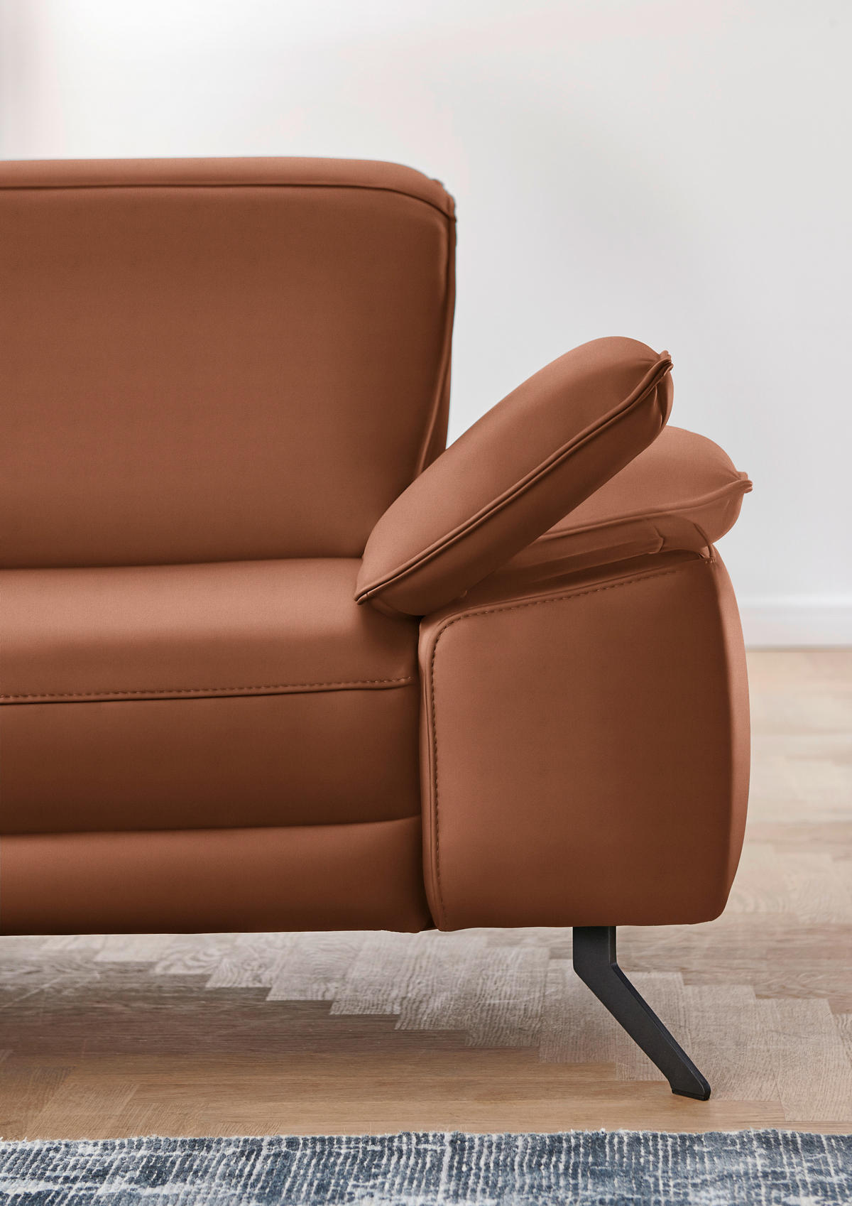 ECKSOFA in Echtleder Cognac  - Cognac/Schwarz, Design, Leder/Metall (193/328cm) - Dieter Knoll