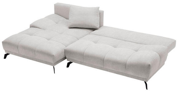 ECKSOFA in Chenille Hellgrau  - Hellgrau/Schwarz, MODERN, Textil/Metall (182/290cm) - Hom`in