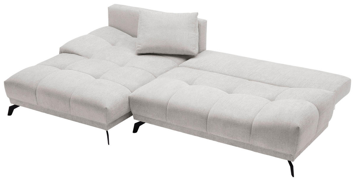 ECKSOFA Hellgrau Chenille  - Hellgrau/Schwarz, MODERN, Textil/Metall (182/290cm) - Hom`in