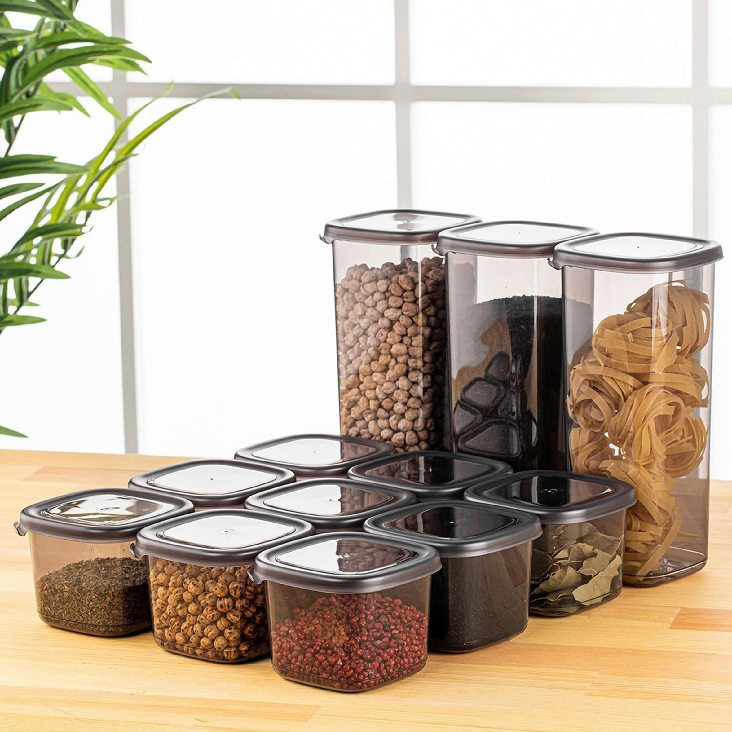 VORRATSDOSENSET 12-teilig  - Transparent/Anthrazit, Basics, Kunststoff (10/10/9,5cm) - P & B