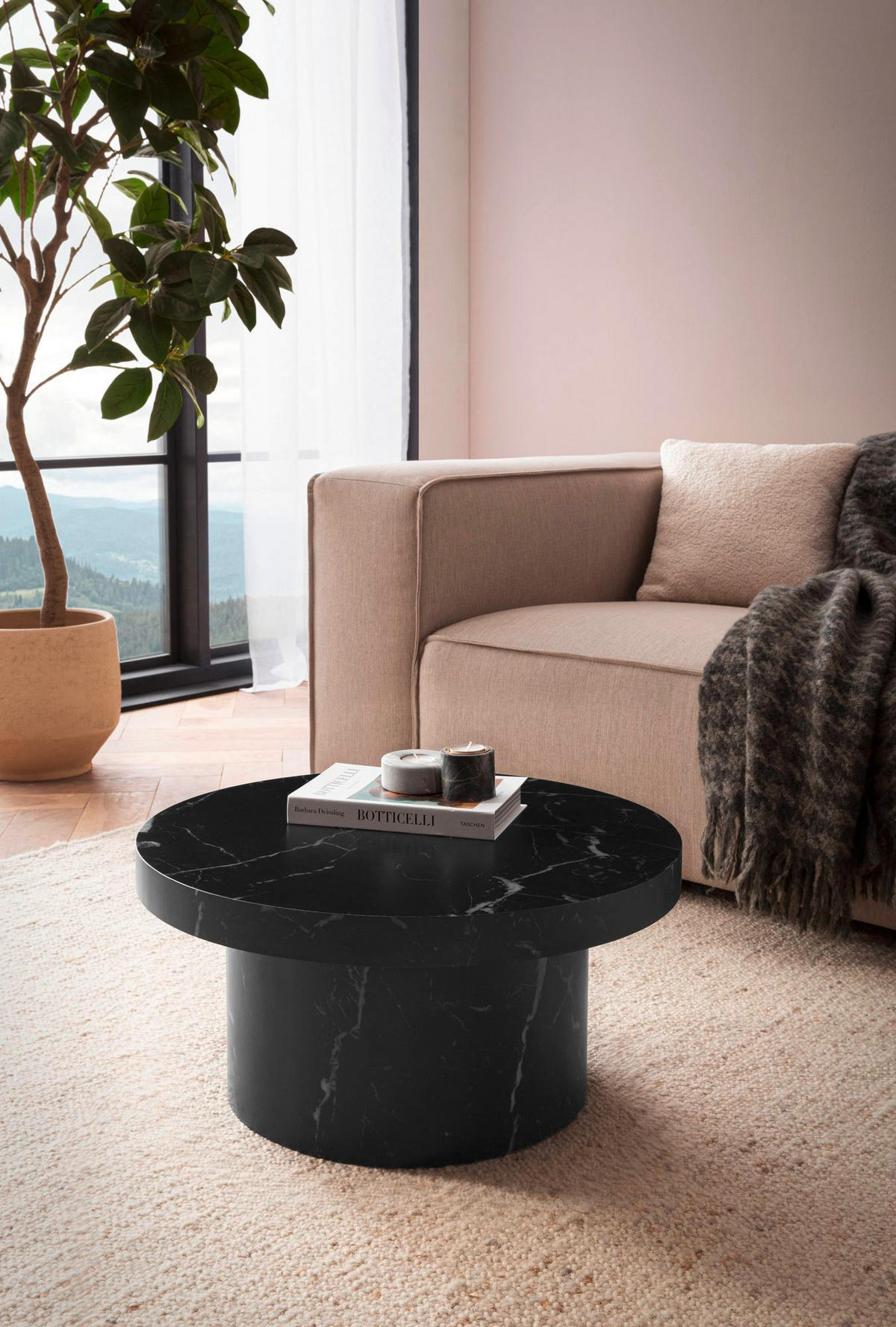 COUCHTISCH rund Schwarz  - Schwarz, Design, Holzwerkstoff (60/30cm) - Livetastic