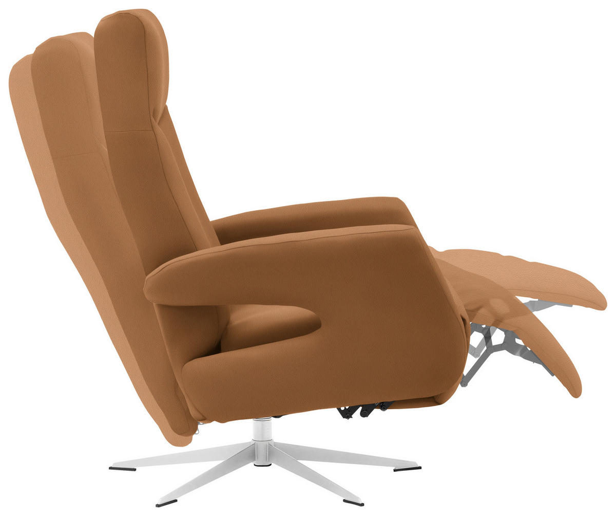 RELAXSESSEL in Leder Cognac  - Chromfarben/Cognac, Design, Leder/Metall (74/105/82cm) - Welnova