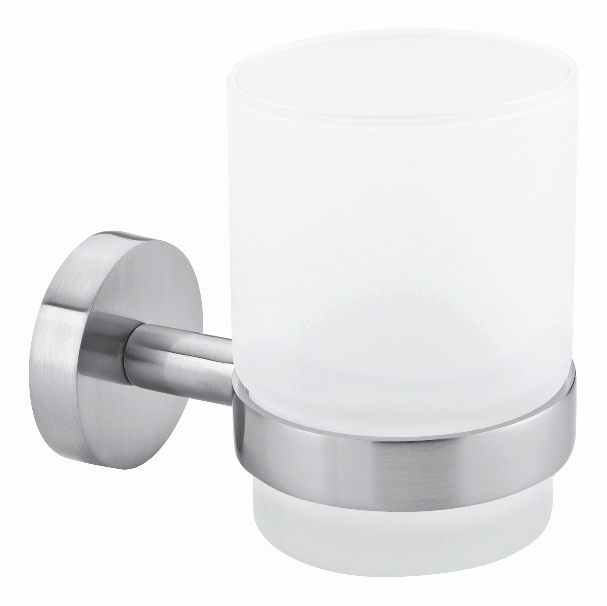 ZAHNPUTZBECHERHALTER MOON  - Edelstahlfarben/Weiß, Basics, Glas/Metall (7/10/11cm) - Tesa