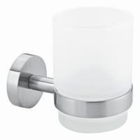 ZAHNPUTZBECHERHALTER MOON  - Edelstahlfarben/Weiß, Basics, Glas/Metall (7/10/11cm) - Tesa