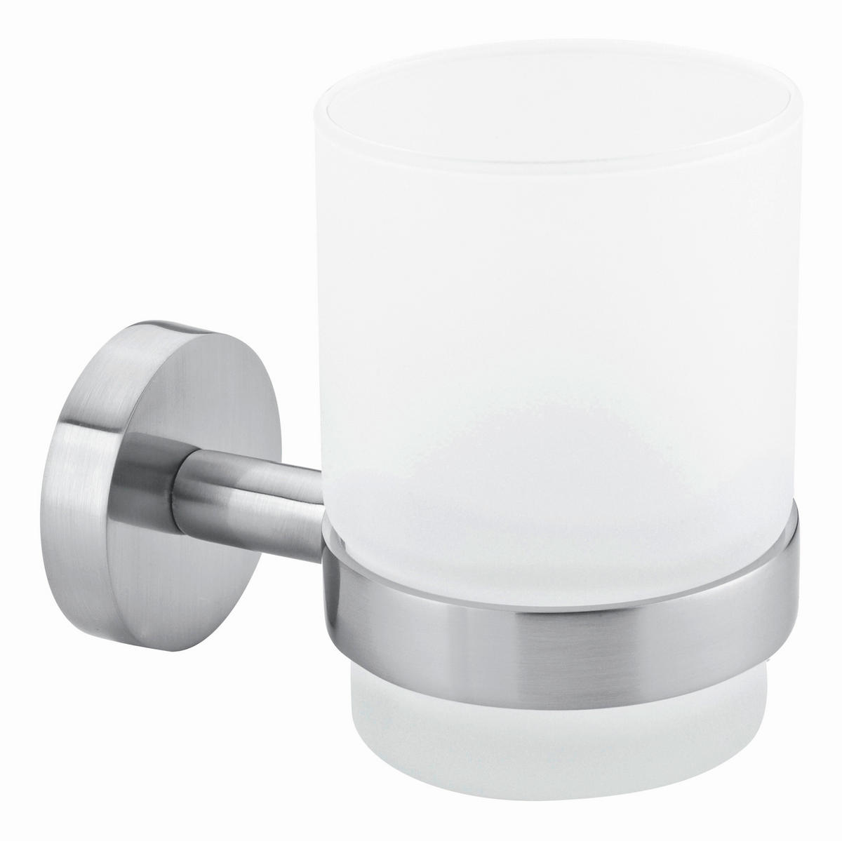 ZAHNPUTZBECHERHALTER MOON  - Edelstahlfarben/Weiß, Basics, Glas/Metall (7/10/11cm) - Tesa