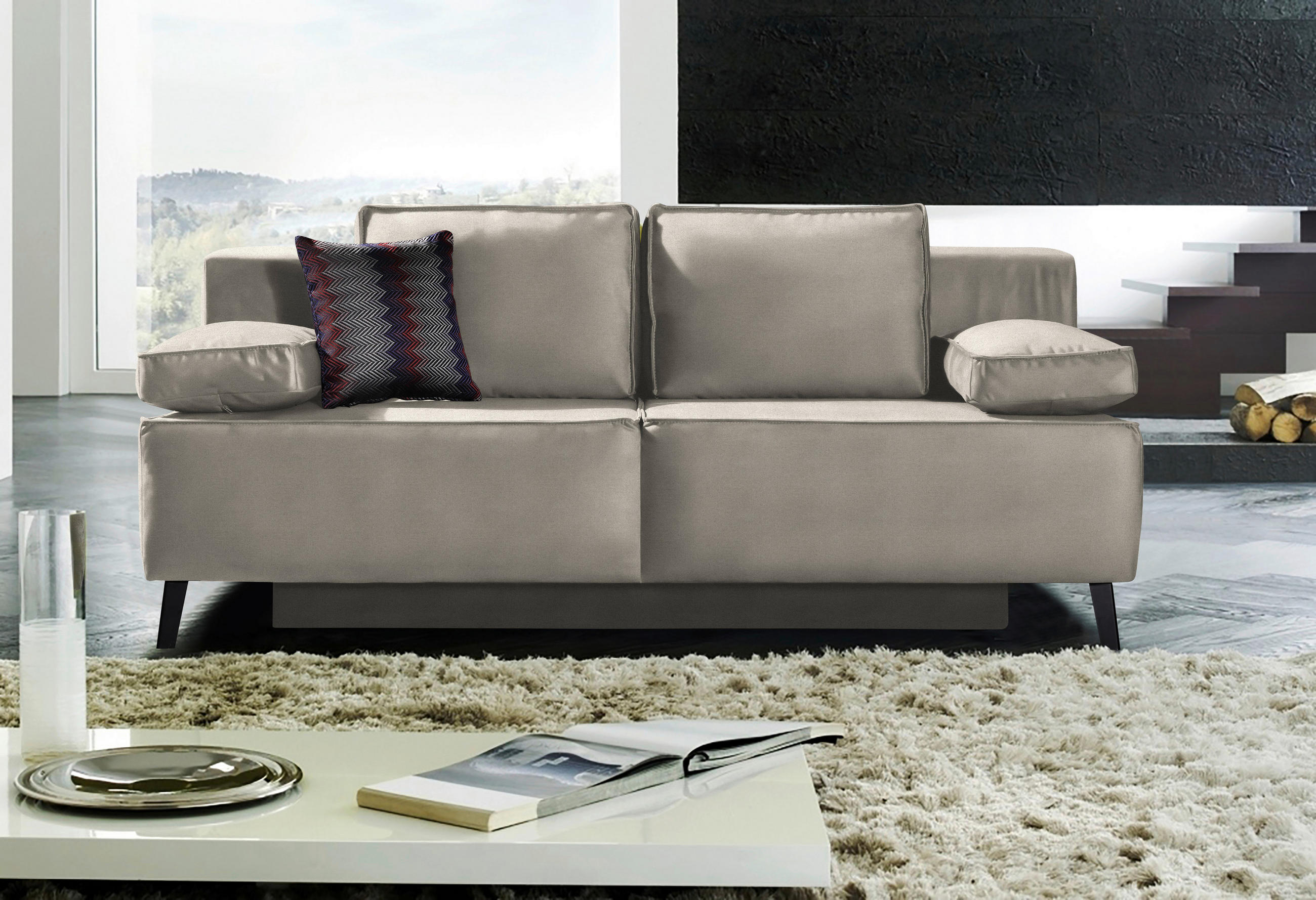 SCHLAFSOFA in Naturfarben  - Schwarz/Naturfarben, Konventionell, Textil/Metall (197/91/88cm) - Novel