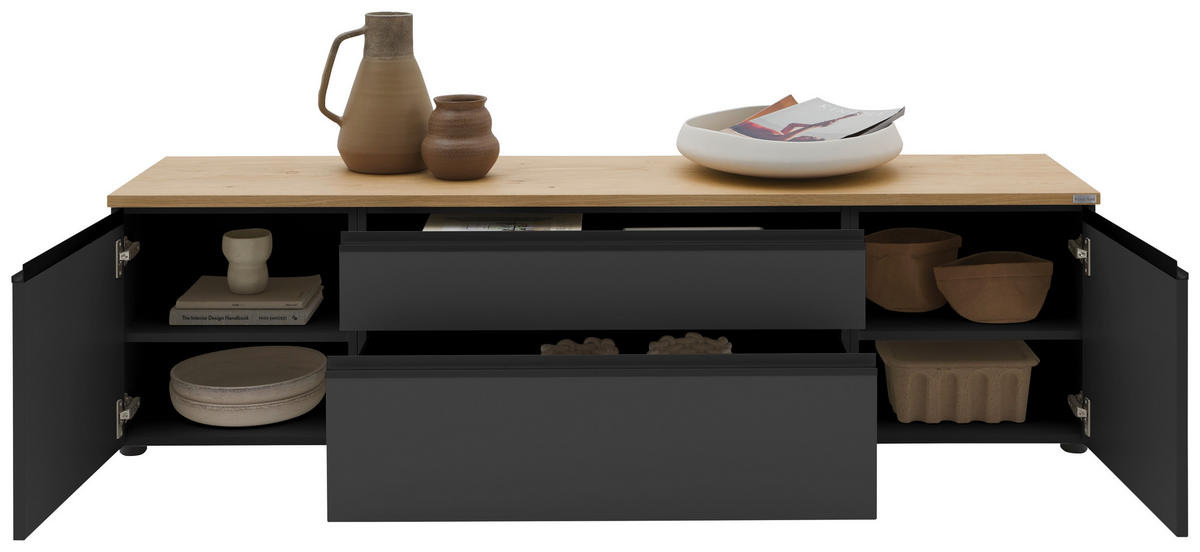 LOWBOARD  in 180/46/41 cm  - Eichefarben/Anthrazit, Design, Holzwerkstoff/Kunststoff (180/46/41cm) - Dieter Knoll